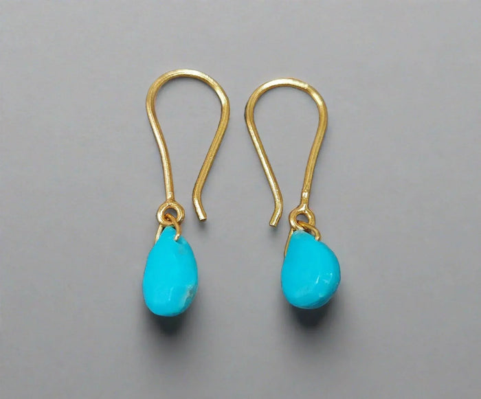 Natural Turquoise Gold Vermeil Earrings - K Jewelry Accessories