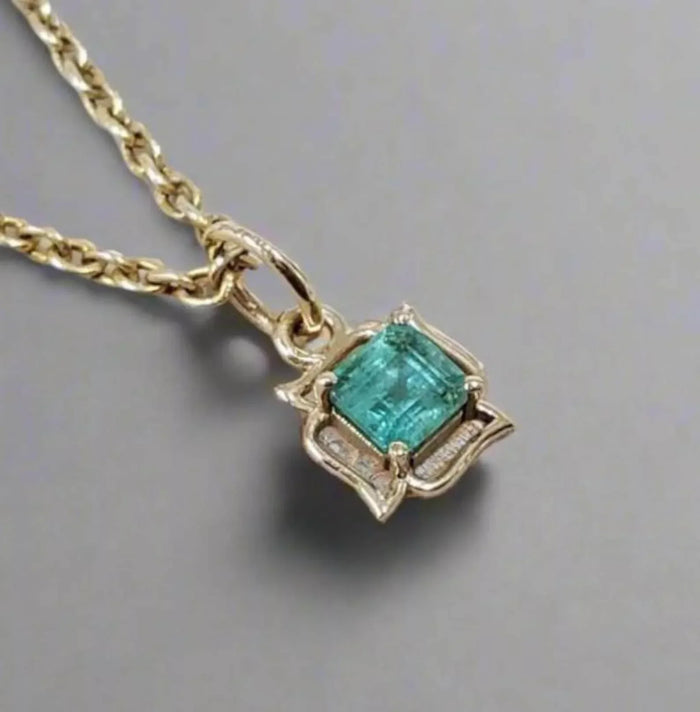 Natural Zambian Emerald 14k Gold Pendant - K Jewelry Accessories