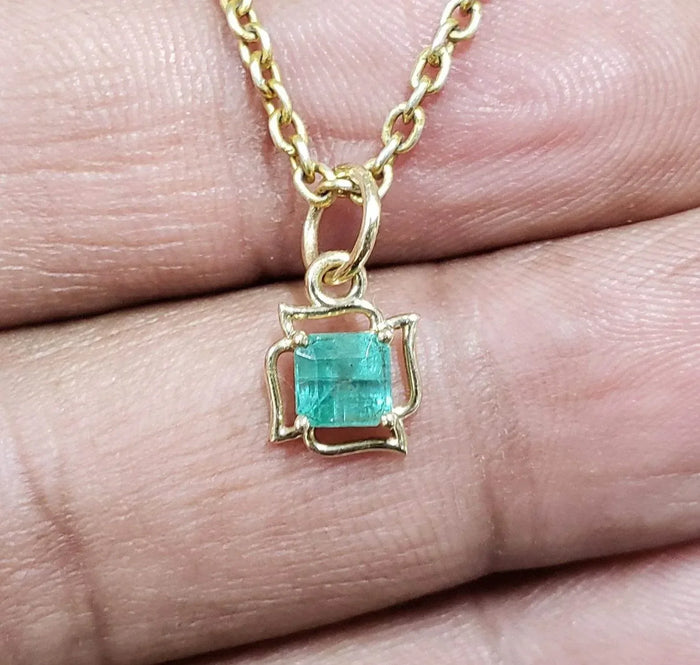 Natural Zambian Emerald 14k Gold Pendant - K Jewelry Accessories