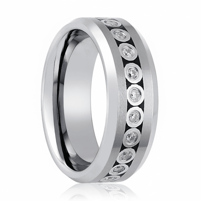 NESO — Hero product shot — men's tungsten wedding ring.