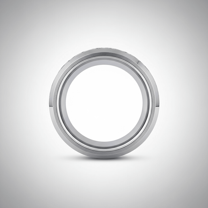 NESO — Center-through axial view — men's tungsten wedding ring.