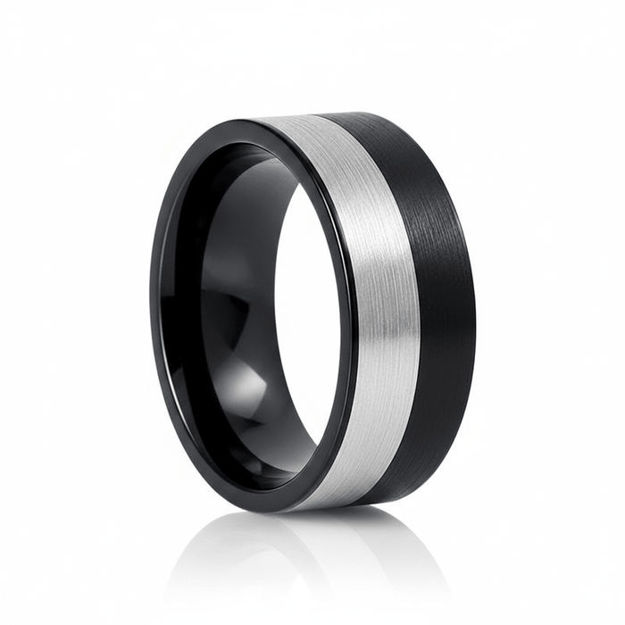 NIGHTHAWK — hero shot — men's tungsten carbide wedding ring | Aydins Jewelry