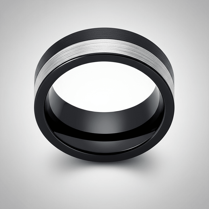 NIGHTHAWK — alternate angle — men's tungsten carbide wedding ring | Aydins Jewelry