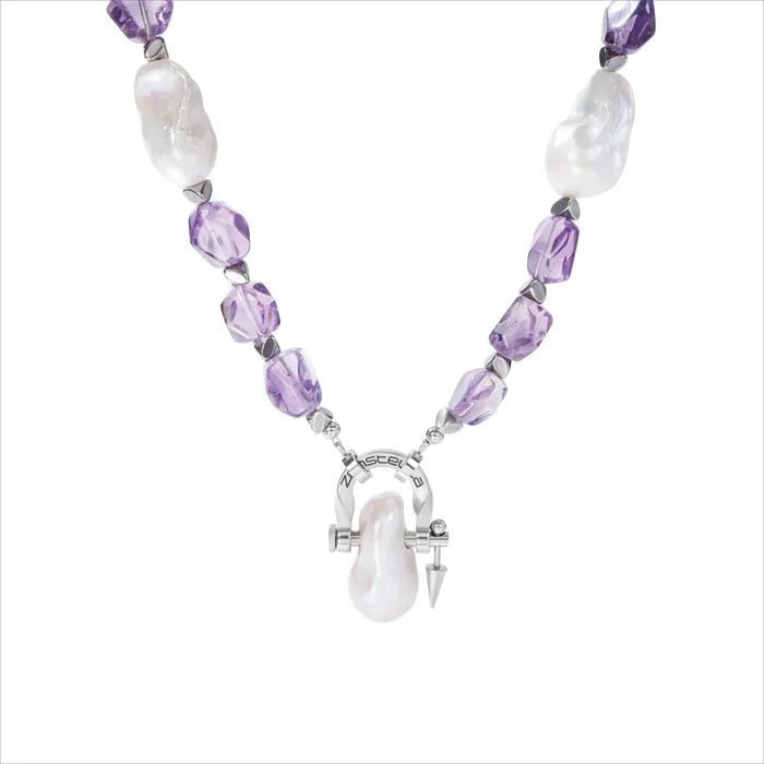 Nocturne Amethyst & Baroque Pearl Necklace