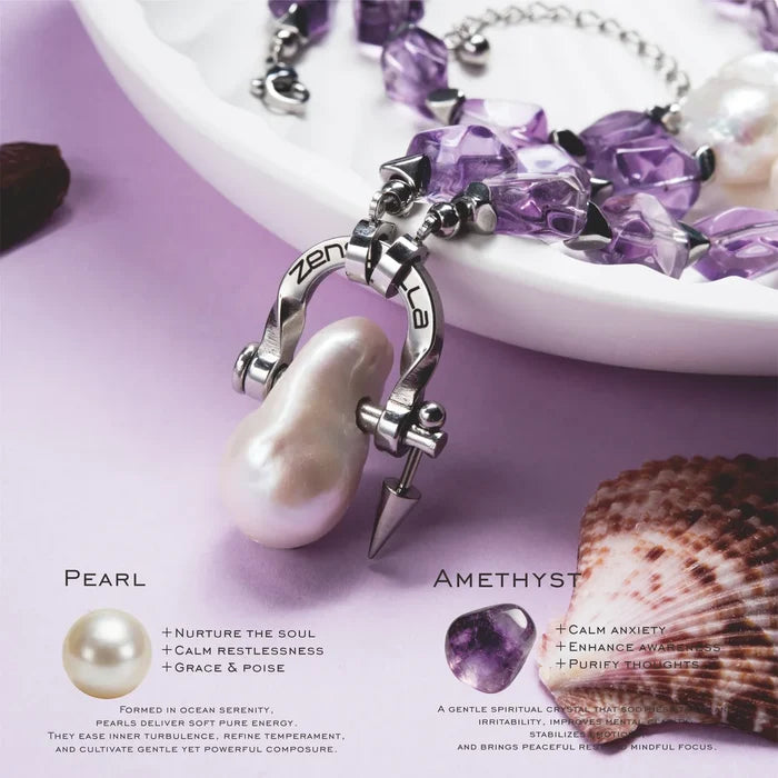Nocturne Amethyst & Baroque Pearl Necklace