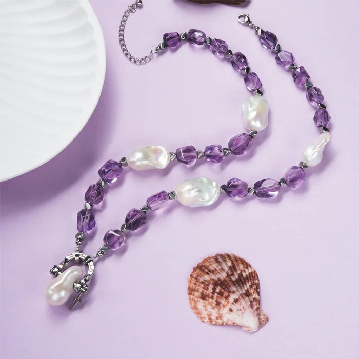 Nocturne Amethyst & Baroque Pearl Necklace