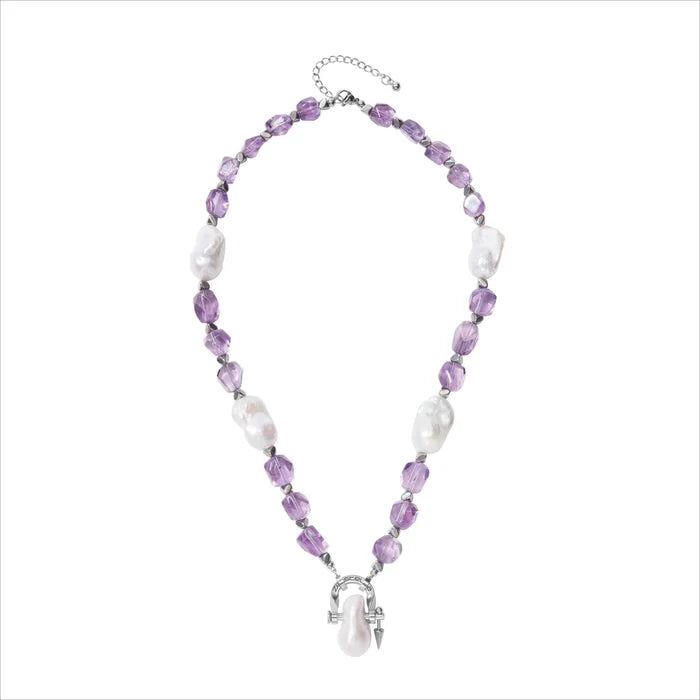 Nocturne Amethyst & Baroque Pearl Necklace