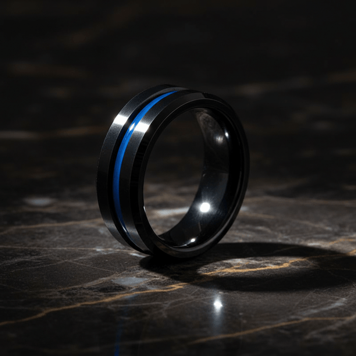 NORWAY — detail view — men's tungsten carbide wedding ring | Aydins Jewelry