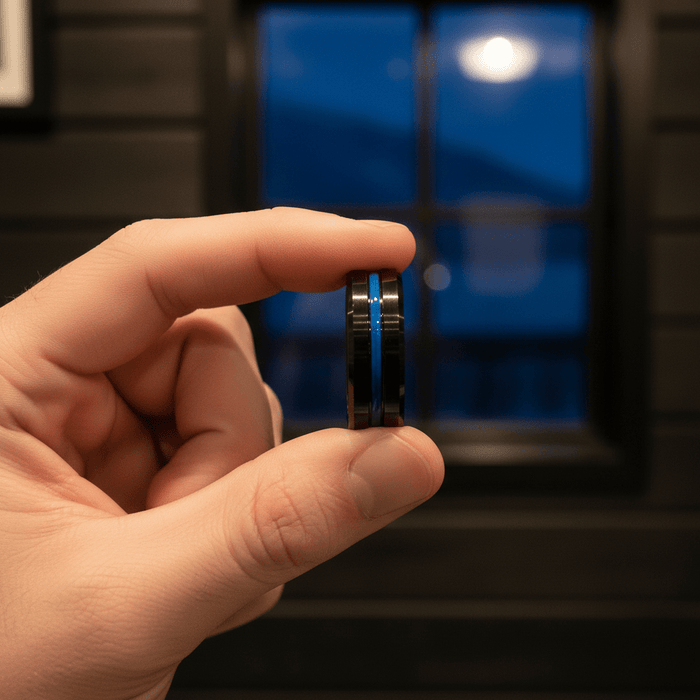 NORWAY — close-up detail — men's tungsten carbide wedding ring | Aydins Jewelry