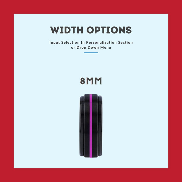 NOWRA | Multi Color Wood, Black Tungsten Ring, Purple Groove, Stepped Edge - Rings - Aydins Jewelry - 3