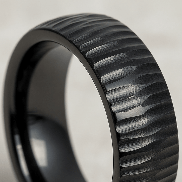 NYTHORN — close-up detail — men's tungsten carbide wedding ring | Aydins Jewelry
