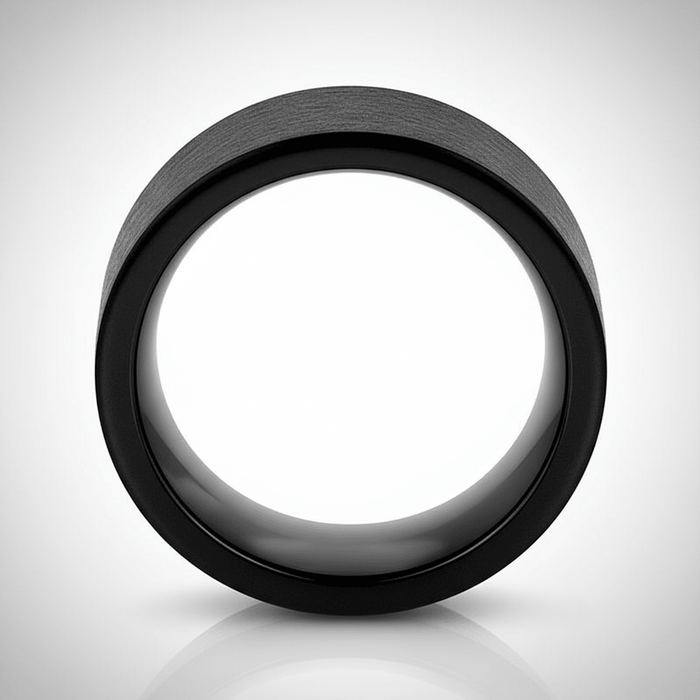 OBSIDIANIX — alternate angle — men's tungsten carbide wedding ring | Aydins Jewelry