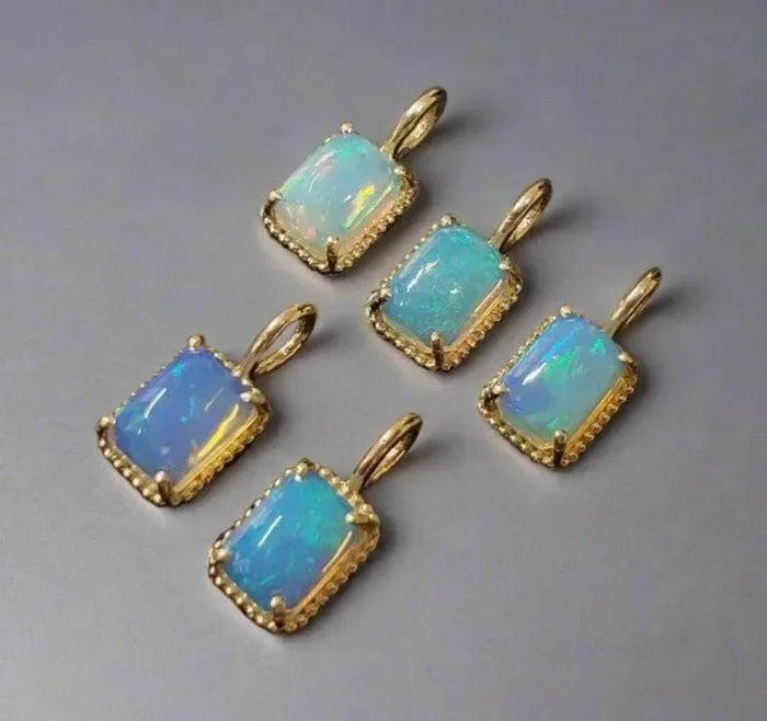Octagon Shape 14k Ethiopian Opal Gold Charms - K Jewelry Accessories