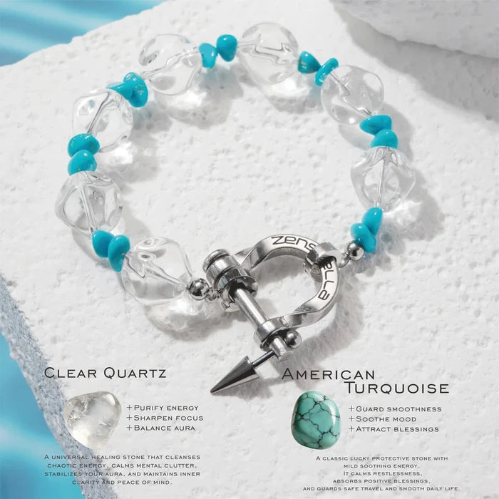 Orbit Clear Quartz & Turquoise Bracelet