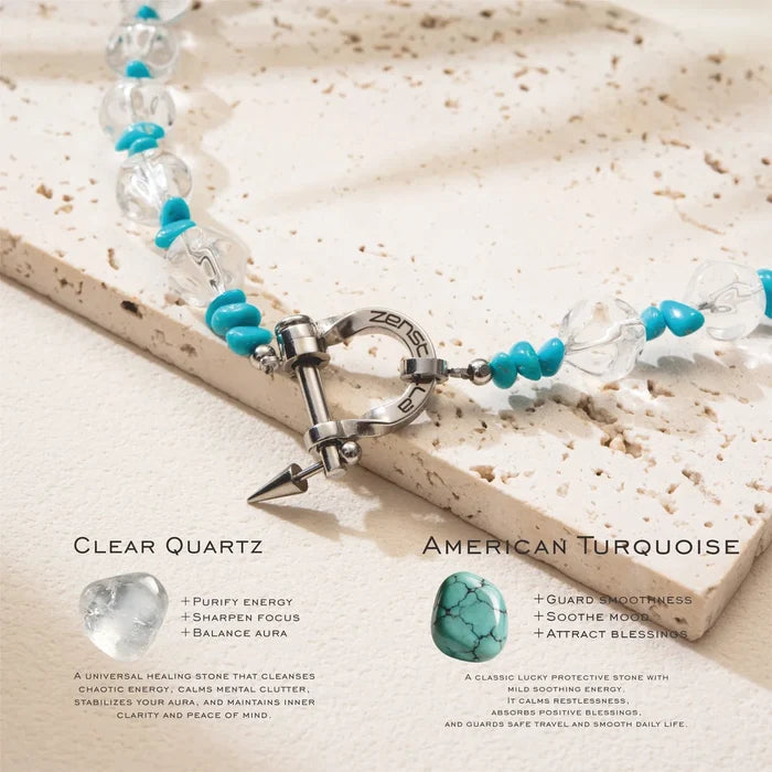 Orbit Clear Quartz & Turquoise Necklace