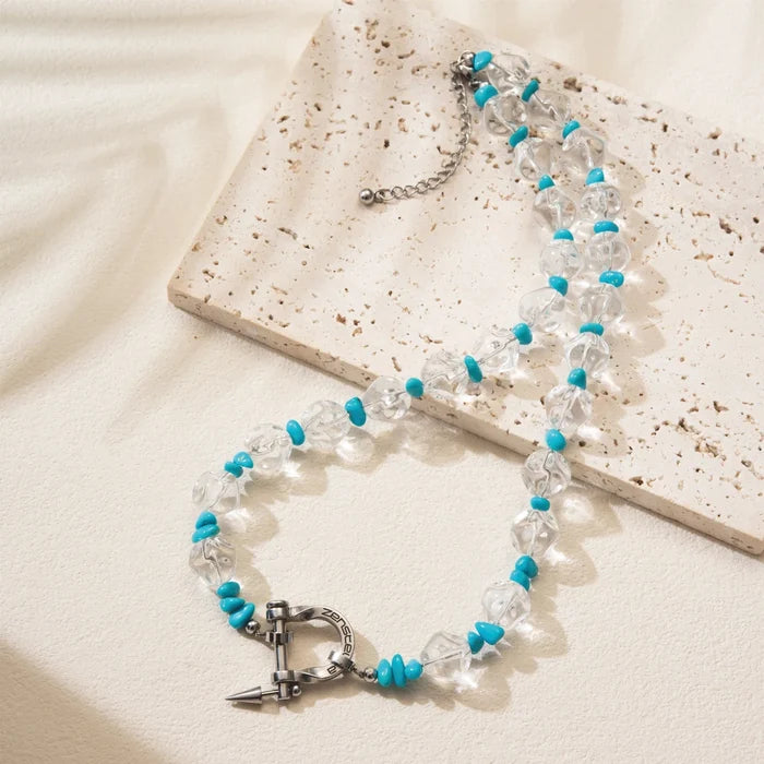 Orbit Clear Quartz & Turquoise Necklace