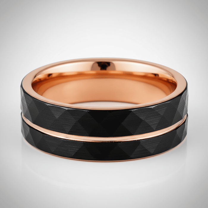 ORLANDO — Center-through axial view — men's tungsten wedding ring.