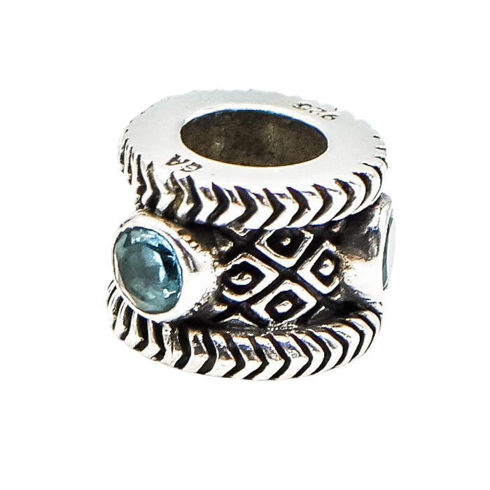 Ornate Blue Topaz Sterling Silver Charm