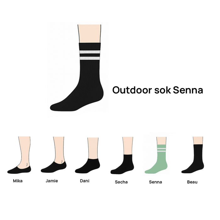 Outdoor sokken Senna (2-pack) - Wit met Zwarte Banden