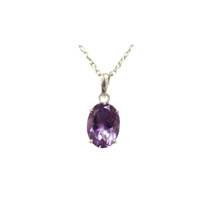 Oval 925 Silver Amethyst Pendant - Purple color Beautiful Charm - K Jewelry Accessories