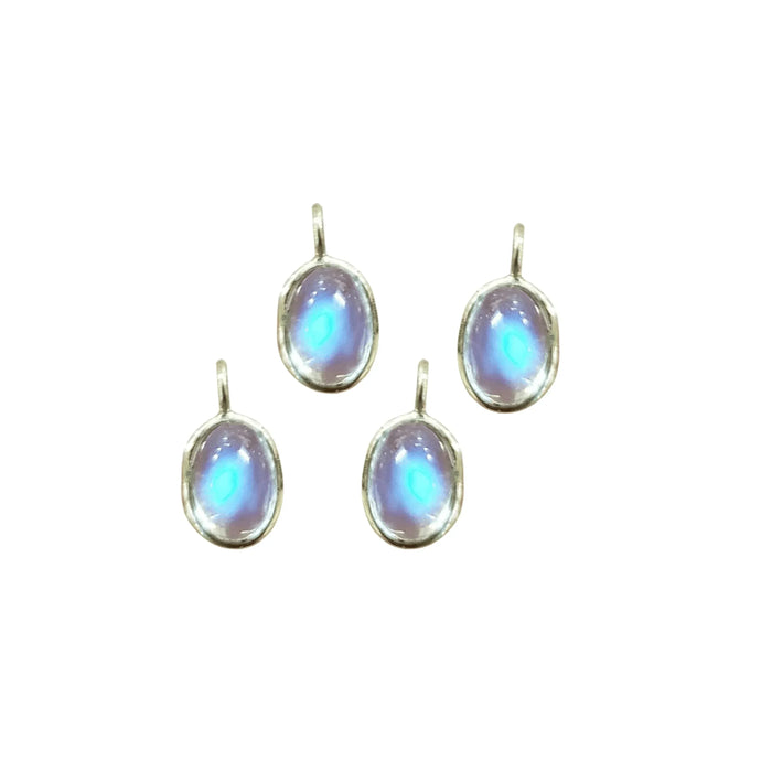 Oval Shape 14k Gold Rainbow Moonstone Charm Pendant - K Jewelry Accessories