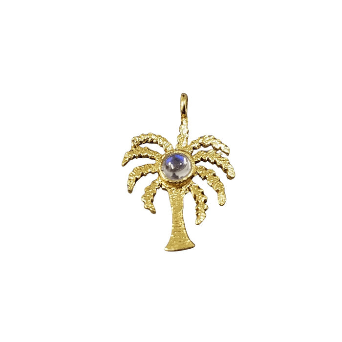 Palm Tree Charms Gold Vermeil With Rainbow Moonstone - K Jewelry Accessories