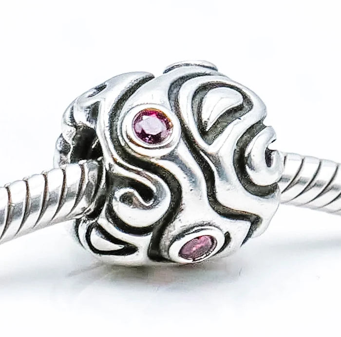PANDORA Day Dream 925 ALE Sterling Silver Charm Bead With Red Cubic Zirconia