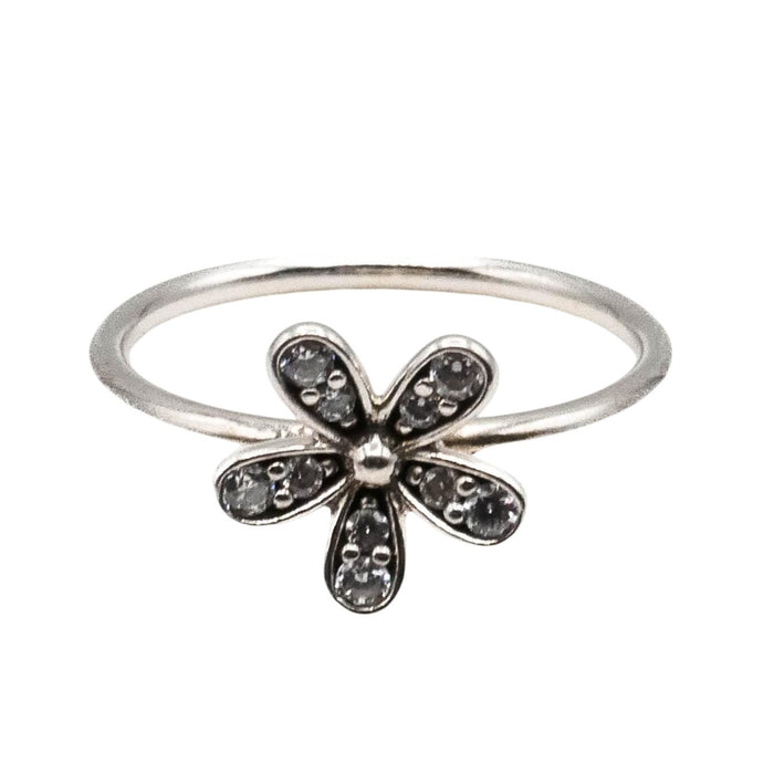 Pandora Dazzling Daisy Sterling Silver Ring With Clear Zirconia - Retired Size 6