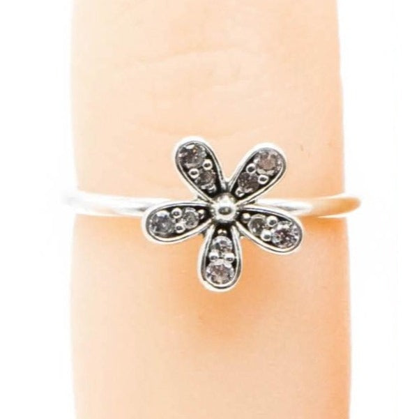 Pandora Dazzling Daisy Sterling Silver Ring With Clear Zirconia - Retired Size 6
