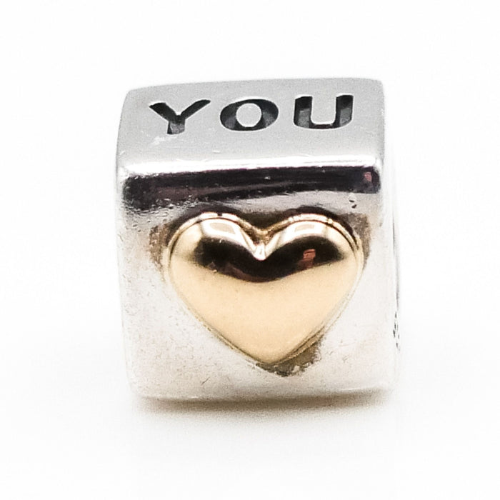 Pandora I Love You Sterling Silver Charm With 14k Gold Heart