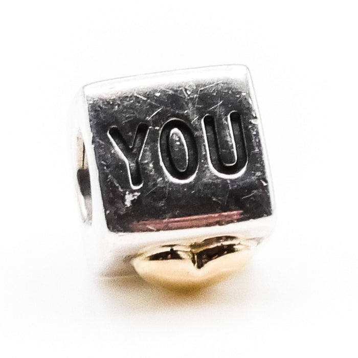 Pandora I Love You Sterling Silver Charm With 14k Gold Heart