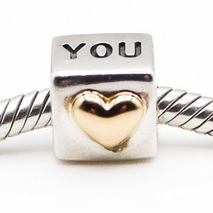 Pandora I Love You Sterling Silver Charm With 14k Gold Heart