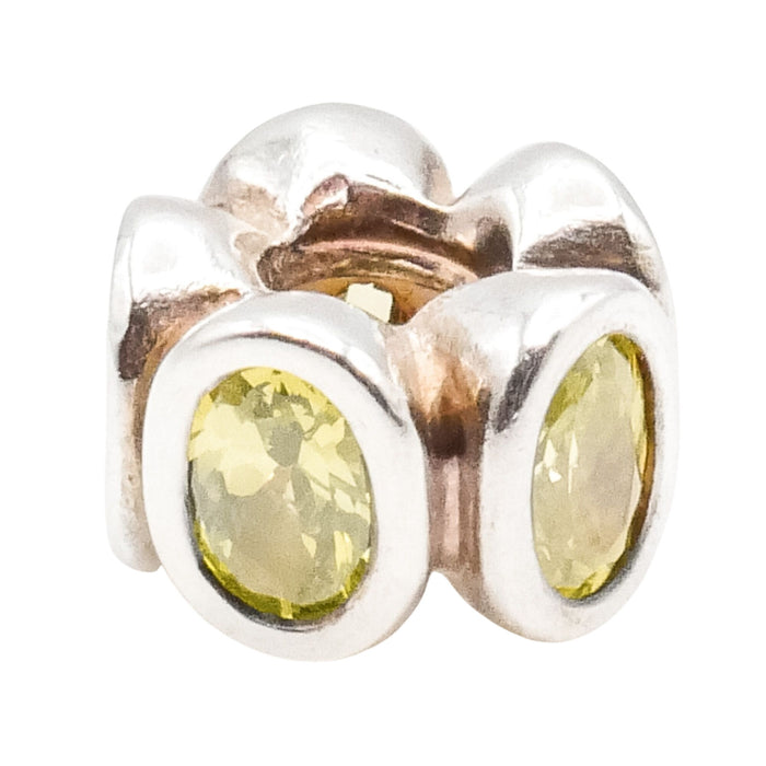Pandora Light Green Oval Lights CZ Sterling Silver Charm Retired