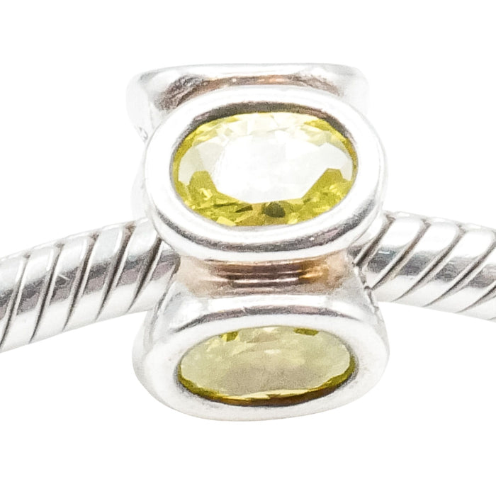 Pandora Light Green Oval Lights CZ Sterling Silver Charm Retired