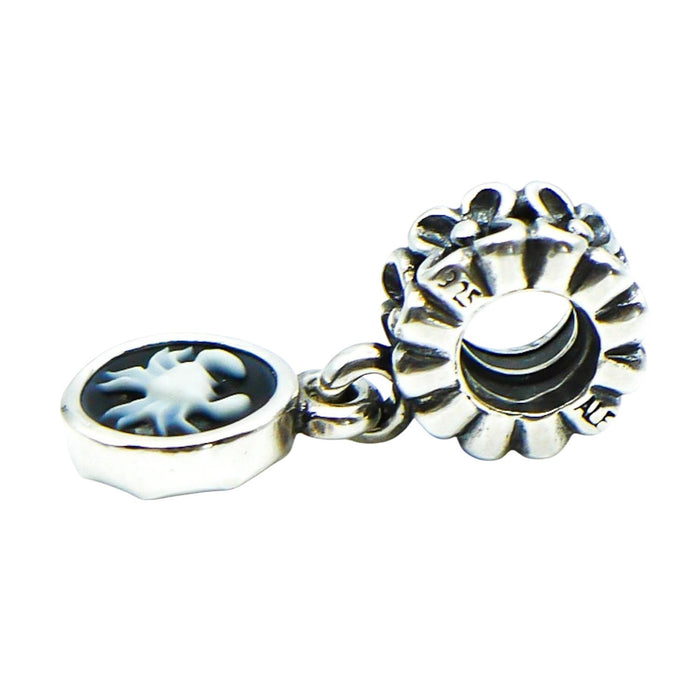 Pandora Rare Cancer Cameo Sterling Silver Black And White Agate Zodiac Dangle Charm