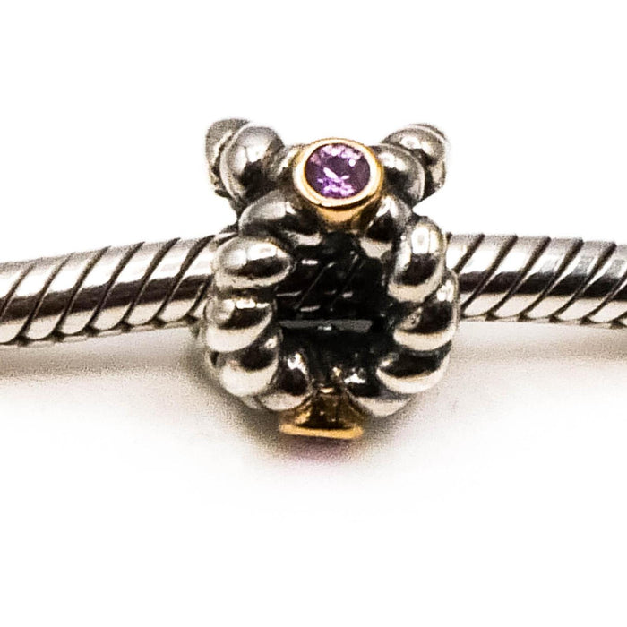 PANDORA Rare Retired Binding Beauty Sterling Silver Charm With 14K Gold And Pink Sapphire