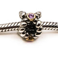 PANDORA Rare Retired Binding Beauty Sterling Silver Charm With 14K Gold And Pink Sapphire