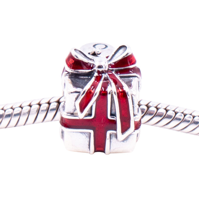 Pandora Retired 2012 Black Friday Gift Red Bow Sterling Silver Enamel Charm
