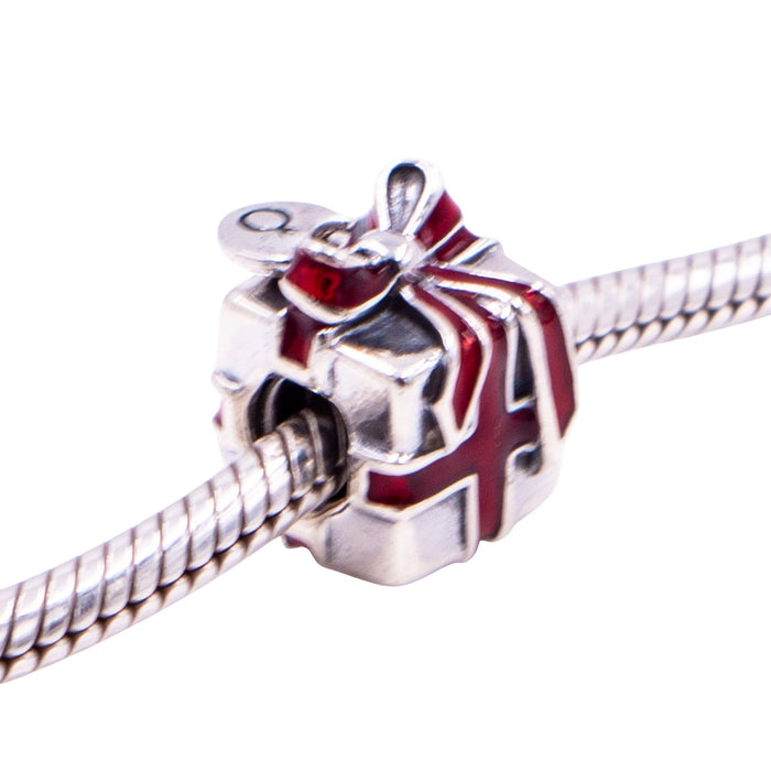 Pandora Retired 2012 Black Friday Gift Red Bow Sterling Silver Enamel Charm