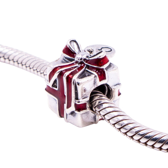 Pandora Retired 2012 Black Friday Gift Red Bow Sterling Silver Enamel Charm
