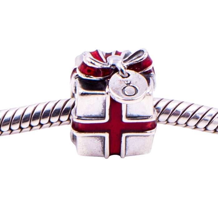 Pandora Retired 2012 Black Friday Gift Red Bow Sterling Silver Enamel Charm