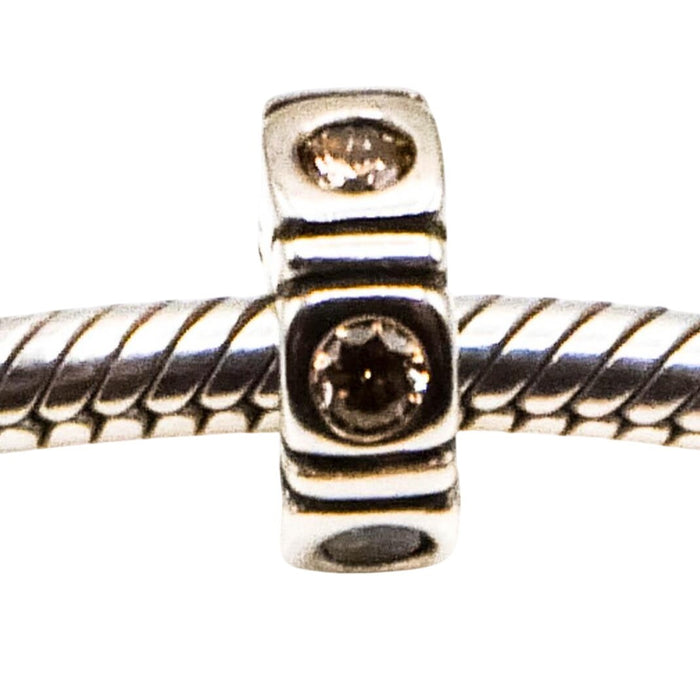 Pandora Trinity Champagne Sterling Silver Spacer Charm With Champagne Cubic Zirconia