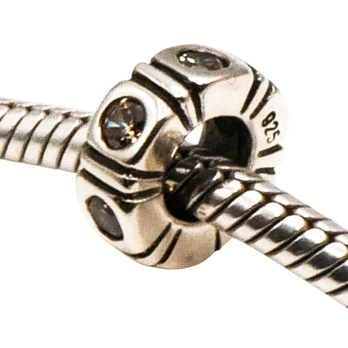 Pandora Trinity Champagne Sterling Silver Spacer Charm With Champagne Cubic Zirconia