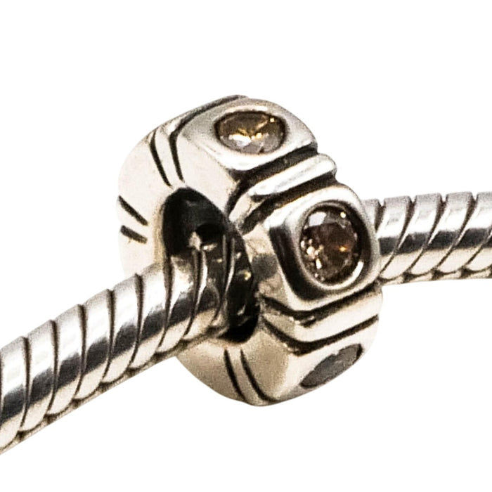 Pandora Trinity Champagne Sterling Silver Spacer Charm With Champagne Cubic Zirconia
