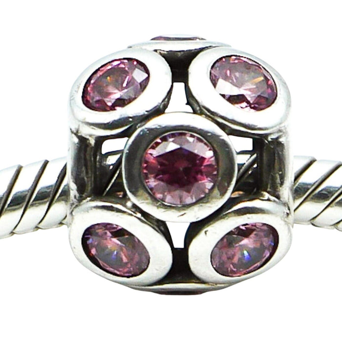 Pandora Whimsical Lights Sterling Silver Charm With Salmon Zirconia