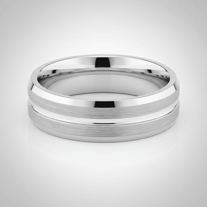 PATAGONIA — alternate angle — men's tungsten carbide wedding ring | Aydins Jewelry
