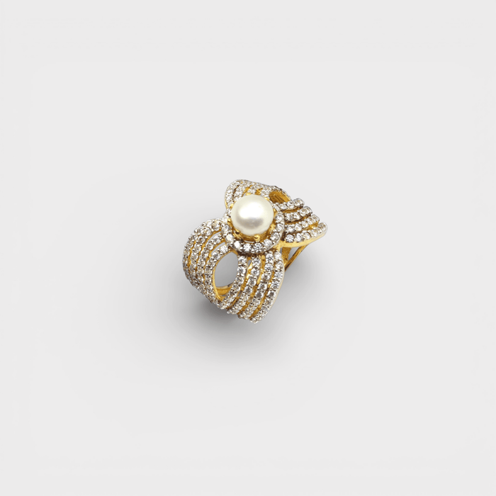Pearl Bow Statement Ring - Monis Anas Jewellers