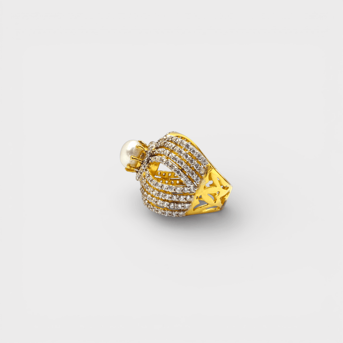 Pearl Bow Statement Ring - Monis Anas Jewellers