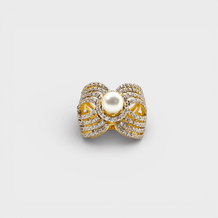 Pearl Bow Statement Ring - Monis Anas Jewellers