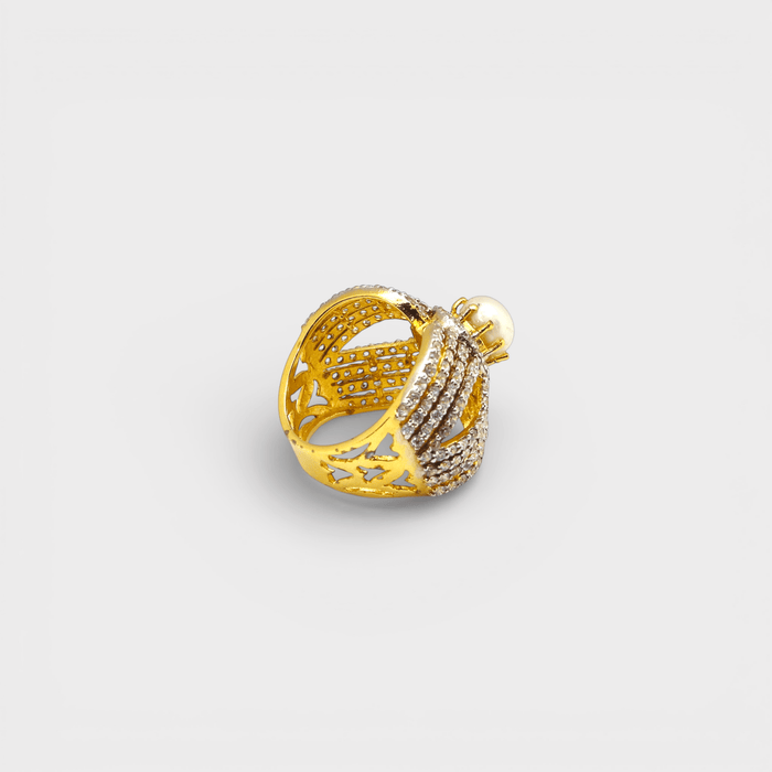 Pearl Bow Statement Ring - Monis Anas Jewellers